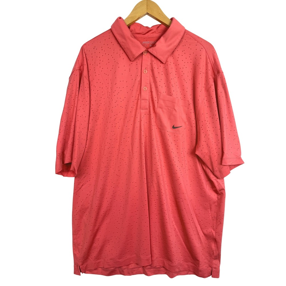 Nike Golf Dri-FIT Mens XL‎ Coral Orange Short Sleeve Pocket Polo Shirt